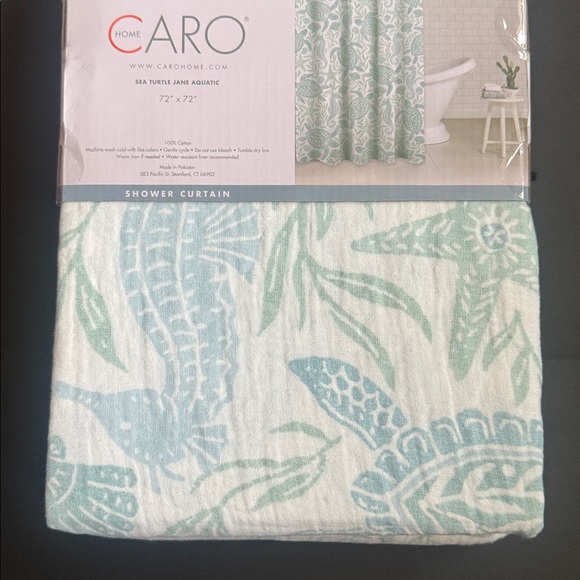 CARO HOME 100% Cotton Sea Turtle Shower Curtain - 72"x72" - Picture 6 of 11